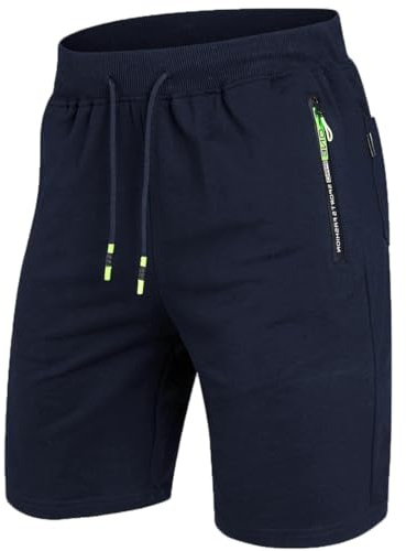 Tansozer Mens Gym Shorts Summer Casual Sports Workout Short Pants with Zip Pockets Blue L