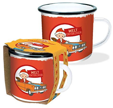 Trötsch Unser Sandmännchen Emaille-Becher Weltentdecker: Emaille-Becher Sandmann, 1 Stück (1er Pack), White