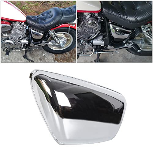 ECOTRIC Panel Battery Cover Fairing Compatible with 1984-Up Yamaha XV 700 750 1000 1100 Virago Motorcycle Chrome Battery Side Fairing Cover Protection (Left Side)