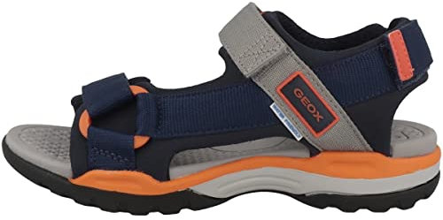 Geox Garçon J Borealis Boy A Sandales, Navy/Orange, 37 EU