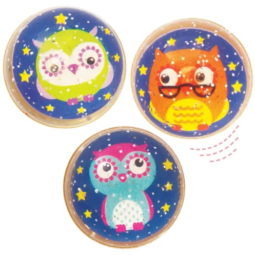 Baker Ross AX602 Glitzernde Kleine Eule Flummis - 10 Stück, Lustiges Spielzeug Für Kinder In Der Herbstzeit Perfekte Party, Beute, Preis Oder Korbfüller