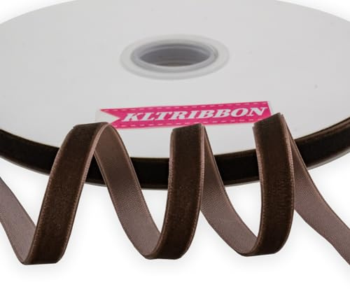 KLTRIBBON Nylon-Samtband, 0,9 cm x 22,7 m, Schleifenband, Stoffband für Geschenkverpackungen, Geschenkschleife, Blumen, Haar-Accessoires, Basteln, Nähen, Hochzeitsdekoration (braun)