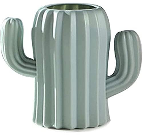 2Pcs Pots à Crayons Pot à Maquillage Organiseur de Bureau pour Pinceaux de Maquillage en Forme de Cactus Vert