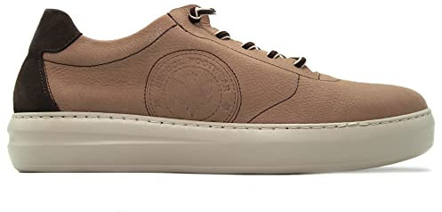EXODO - BE-1064 Taupe - Zapato Casual de Piel, cordón elástico, Suela de Goma, para: Hombre Color: Taupe Talla:44