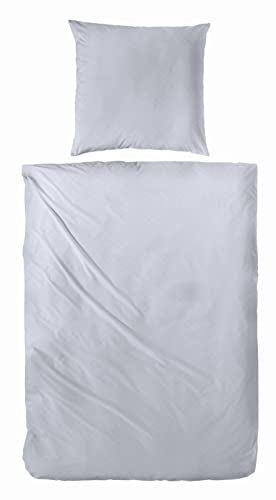 Beddress - Mako-Satin Bettwäsche, Falsches Uni Silber, 135x200+80x80 cm, 100% Baumwolle, OekoTex