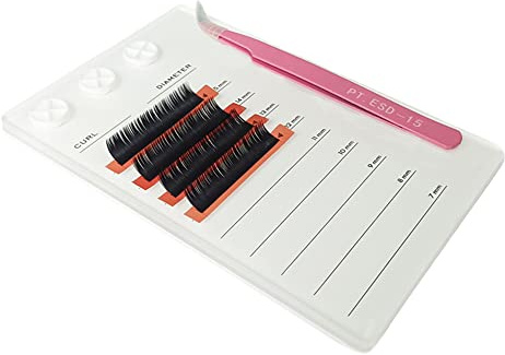 Acrylic Eyelash Extension Eye Lash Pallet Tool, Grafting False Eyelash Organizer Extension Pad Lash Tray Gasket Adhesive Glue Holder (White with Scale)
