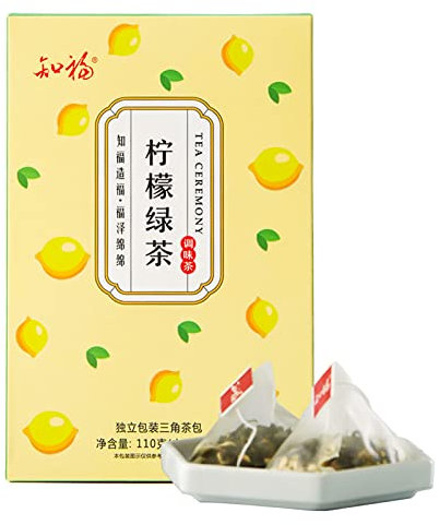 Bustine di tè verde limone Bevande estive al limone Tè profumato Bustine di tè al limone triangolari individuali per la mattina pomeriggio Tempo libero Bevande per il tempo libero, 22 pezzi