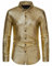 MakingDa Men's Dress Shirt Rhombus Bronzing Print Long Sleeve Button Down Shirts 70s Disco Party Costume-Gold-S