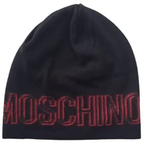 Moschino Damenmütze Logo Vorderseite Red 60083 Schwarz, Schwarz , One size