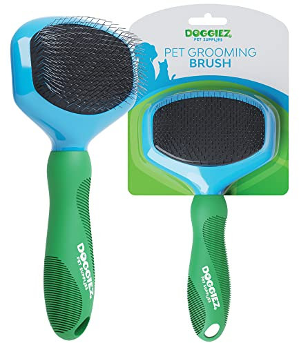 Doggiez Pet Supplies - Slicker Wire Pin Dog Brush with Comfort Grip Handle - Cat and Dog Grooming Brush - For Dogs with Short and Long Haired Dogs - Best Pet Grooming Hair Brush for Dogs, Cats, Puppy