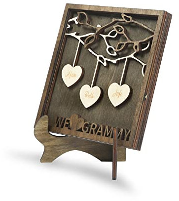 Kaululu Personnalisé 3 Prenoms Plaque Arbre de la vie Généalogique en Bois décor Bureau Signe Décoration de Bureau Cadeau pour la Famille Maman noël fête des mères