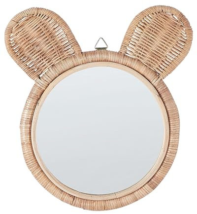 Wandspiegel Rattan Bärenohren natürlich/beige ø 20 cm rund Boho Ashanti