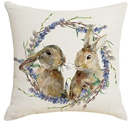 Kissenbezug Ostern Osterdeko Ostereier Häschen Kissenhülle Kissenbezug Dekokissen Cases Ostern Deko Sofa Kissen 45x45cm, Dekorative Kissenhülle für Zierkissenhülle Schlafzimmer Sofa (E-D, 1pc)