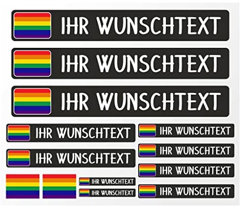Samunshi® Fahrrad Namensaufkleber Regenbogenfahne Flagge Set - Name für Auto Motorrad Fahrrad Helm - Aufkleber Sticker personalisiert - Tuningaufkleber