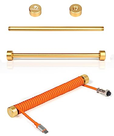 MAMBASNAKE RC01 Custom Fester Stab für Spiral Tastaturkabel – CNC Aluminum Winder für Spiral Kabel, Management-Stange für Mechanisch Tastaturkabel, Metall Gewichtsstange - 7,68 Zoll Länge - Gold