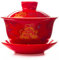 Handbemalter roter Drache Gaiwan Tee-Set Teeservice Kung Fu Teetasse handbemalt Teeschüssel Teeservice GAI Wan Schüssel Porzellantasse