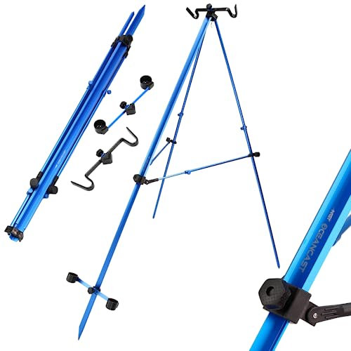 NGT SEA FISHING TRIPOD BEACH ROD STAND 2 SALT SEA FISHING RODS REELS BLUE 7ft