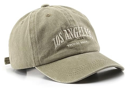 Los Angeless Hat Distressed Vintage Embroidered Baseball Cap für Damen und Herren, Khaki, M/L