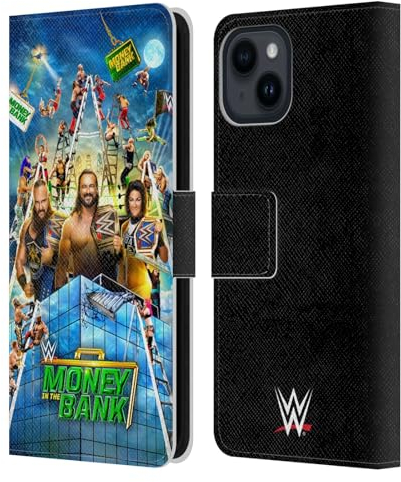 Head Case Designs Offizielle WWE Braun, Drew & Bayley 2020 Money In The Bank Leder-Wallet-Hülle Kompatibel mit Apple iPhone 15