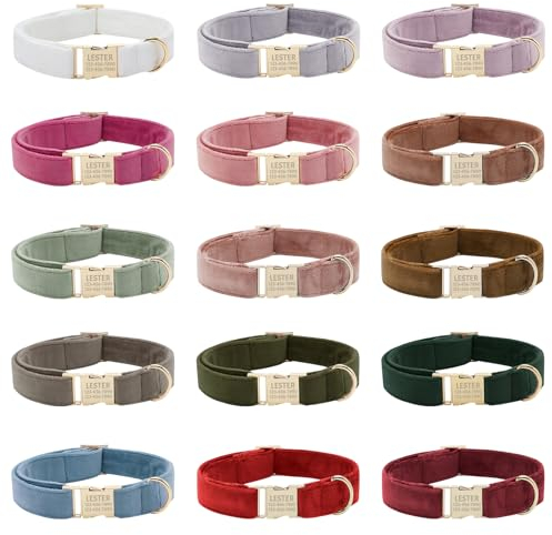 Uiopa Hundehalsband mit Namen und Telefonnummer, Halsband Hund Personalisiert auf Metall Steckverschluss, Verstellbare Hundehalsbänder für Kleine Große Hunde, Hundeleine und Fliege Erhältlich