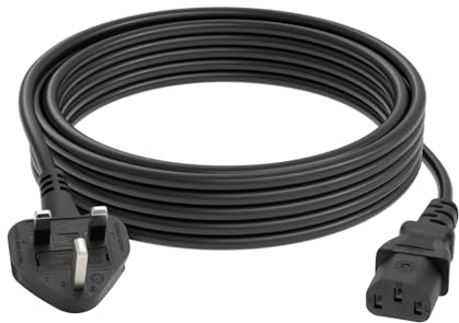 FIRMERST 5 Metre Monitor UK Power Cable 3 pin BS 1363, Black