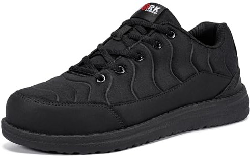 LARNMERN Zapatillas Seguridad Hombre Cómodos Ligeros Zapatos de Trabajo Puntera de Acero Protección Calzado Seguridad Construcción (Negro LSE3127001, 40EU)
