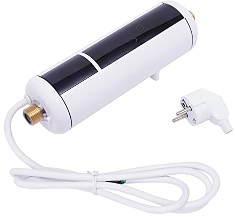 3.5KW Durchlauferhitzer Elektrischer Instant-Warmwasserbereiter Mini Instant-Warmwasserbereiter Tankless-Warmwasserbereiter für Badezimmer Küche,-Anzeige WeißLED