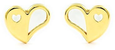 Monde Petit Damen & Kinder Kleeblatt Perlmutt Glanz Ohrringe Gelbgold 9K - Geschenkbox - Garantiezertifikat - Mondepetit