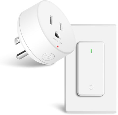 Remote Switch Outlet,GreenCyle Remote Control Outlet Plug with Switch,Wireless On/Off Light Switches Wall Mounted,15A/1500W,TUV List,No Wiring Needed,500ft RF Range,for Lamp,Fans,Household Appliances