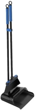 JEHONN Escoba y Recogedor Plegable Grande Mejorado, Cepillo Barrer de Mango Largo, Juego de Sartenes para Interior con Giratorio de 180 Grados Cabeza para Cepillos para Barrido de Casa (Azul)