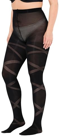 Ulla Popken Damen große Größen Übergrößen Plus Size Strumpfhose, Streifen