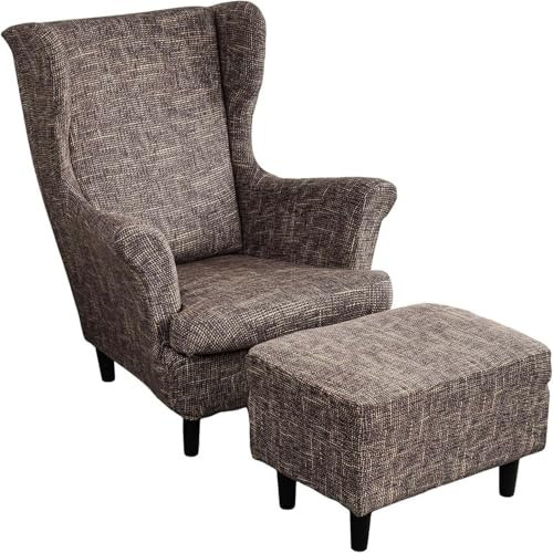 ZEaink Sesselüberwürfe Elastisch 3-teilig Sesselbezug Ohrensessel Überzug Mit Ottomane Schonbezug Ohrensessel Bezug Bezug Sesselhusse Stretch Husse Für Ohrensessel(Color9)