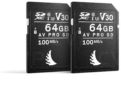 Angelbird AV PRO SD MK2 Speicherkarte 64 GB UHS-I V30 U3 Klasse 10 Speicherkarte für Canon, 2 Stück