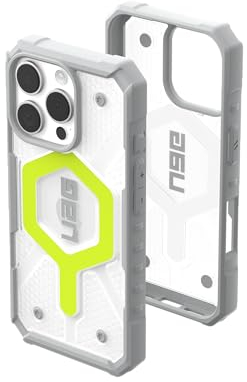 URBAN ARMOR GEAR UAG Designed for iPhone 16 Pro Case 6.3 Pathfinder Clear - Compatible with MagSafe Charging Rugged Shockproof Anti-Slip Military Grade Protective Cover, Active Neon