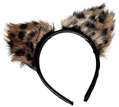 Leopard Kostümzubehör Harreif mit Ohren aus Kunstfell Kopfschmuck Leo Öhrchen