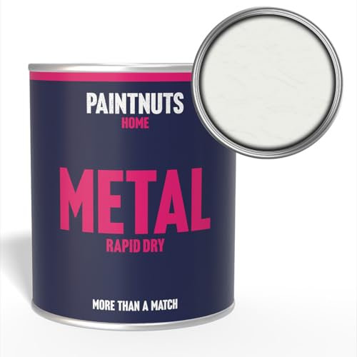 PaintNuts White Rapid Dry Metal Paint - Quick Drying, Versatile Finish – Ideal for Railings, Gates, Metal Furniture, Trailers, Garage Doors, Light Fixtures and More - 250ml - Satin