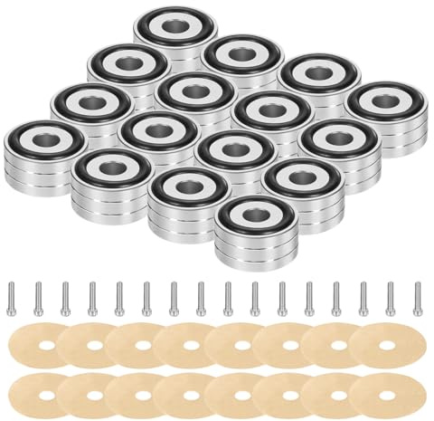 sourcing map 16 Pcs Subwoofer Isolation Pad, 40x20mm Speaker Isolation Pad Feet Speaker Spikes Turntable Audio Studio Monitor Isolation Pad for Audio Equipment, M4 Screws Silver