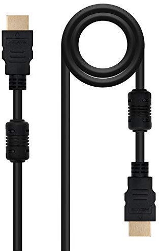 Cavo HDMI v1.4 ad alta velocità con Ethernet (HEC), dotato di nuclei in ferrite per ridurre le interferenze. Connettori maschio a maschio (A/M-A/M), lunghezza 10 metri. Ideale per connessioni