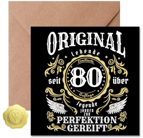 Sugeru Geburtstagskarte 80 Oldschool - 80 geburtstag karte mit Umschlag - Geschenke zum 80 Geburtstag Frau Mann - Lustige Geburtstagskarte（80）