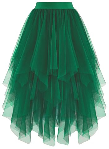 Dressever Damen Unregelmäßiger Mehrschichtiger Tüllrock | A-Linie Hoher Taillierter Rock;Ballett Tutu;Abschlussball Party;Karneval Party Rock;Halloween Netzkleid