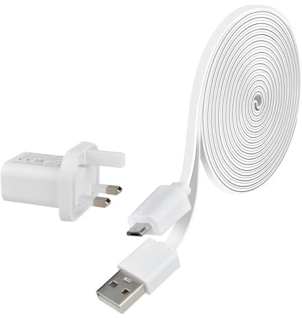 VIEWZONE Power Charge Cable Compatible with Ring Indoor Camera (2nd Gen), 3m Cable with Wall Plug to Power Security Camera Continuously, White
