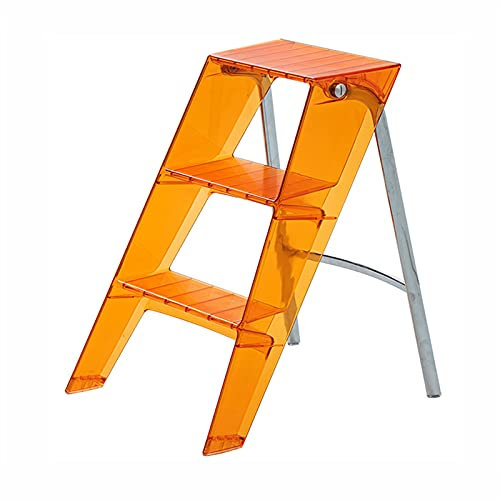 Mehrzweck-Trittleiter für Büro-Pflanzentöpfe, tragbar, dreistufige Trittleiter (orange)