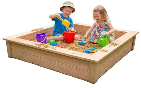 Sandkasten Sandkiste Sandbox Beach aus Massivholz in den Breiten 150, 170, 190 cm EmsCraft24 (Natur, 150x150cm)