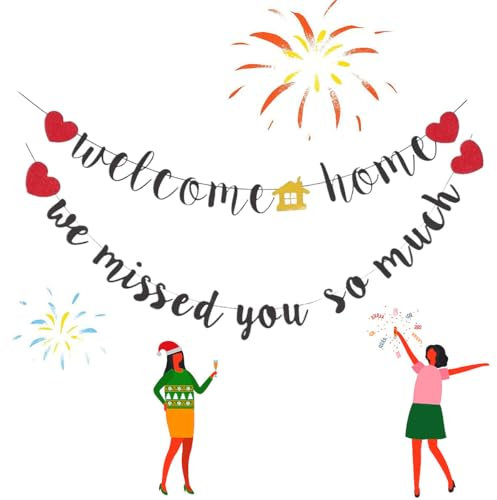 2 Pezzi Ghirlanda Welcome Home, Set di Decorazioni per Feste,Striscione Bentornato a Casa,Bandiere a Tema Famiglia,Decorazione Cartello Festa in Casa,Bentornata Decorazione Addobbi per Famiglia Festa