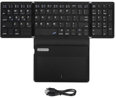 LLINthy Teclado plegable con panel táctil integrado y teclado numérico, servicio de batería larga para 30 horas de trabajo ininterrumpido