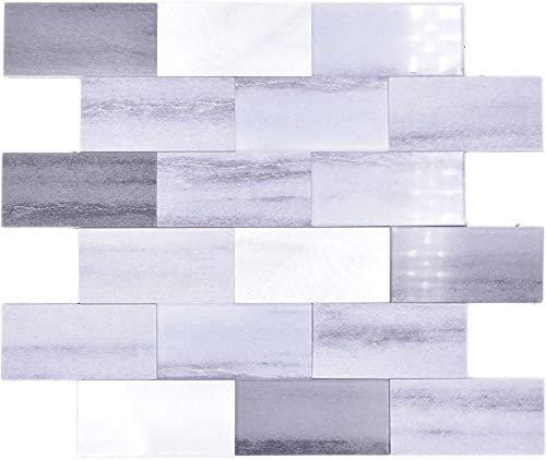 Piastrelle a mosaico autoadesive in vinile, effetto cemento, mix grigio Subway