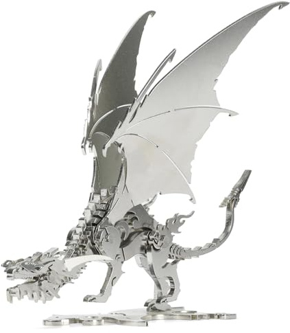 Kolotesame Mythischer Eisdrache 3D-Metallpuzzle für Erwachsene, Drachen-DIY-Bausatz, Fantasy-Wyvern-Figur für Gamer oder als Metalldeko für den Schreibtisch