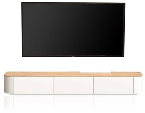 Modern TV Stand Unit with Storage for Living Room and Bedroom Floor Entertainment Cabinet (White+log Color 160CM)