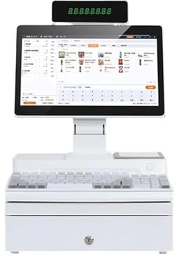 Écran tactile de 14,1 pouces, caisse enregistreuse, clavier, imprimante intégrée de 58 mm, paquet complet, ordinateur POS, point de vente d'usine, caisse enregistreuse pour affaires et affaires