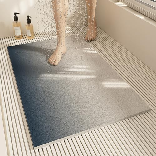 Duschmatte rutschfest 50x70cm,Luffa Antirutschmatte Dusche,Badewannenmatte ohne Saugnäpfe,Antirutschmatte Badewanne mit Ablauflöchern,Schwarz